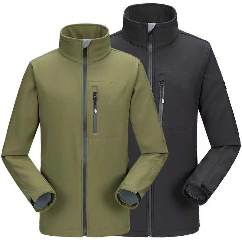 2025 Hot Selling Outdoor Men's Rain Water Resistant Custom Tactical Jacket Hoodless Softshell Windproof Hiking Winter Jacket OEM