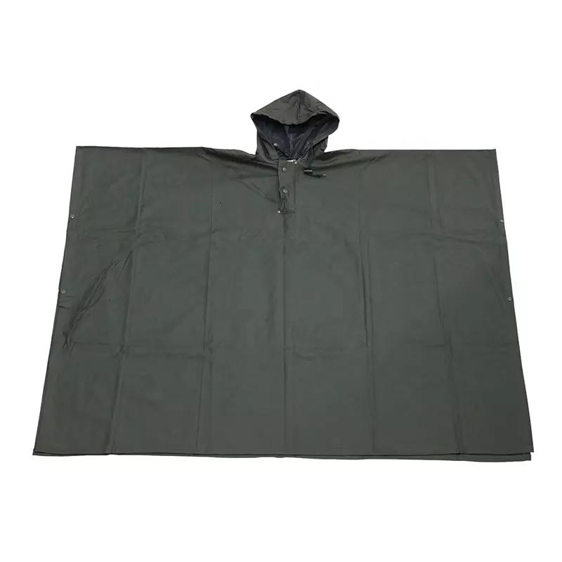 0.45 mm Custom Logo One Piece Hooded Poncho Waterproof Oil Chemical Resistant Adults PU Rain Cape