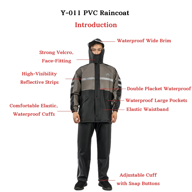 Tear Resistant Polyester Makes Reflective Strip Raincoat for Construction