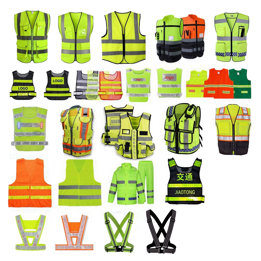 Hi Vis Reflective Safety Vest Clothing Jacket Breathable Mesh Multi Pockets Zipper Support Customized Printing of logo