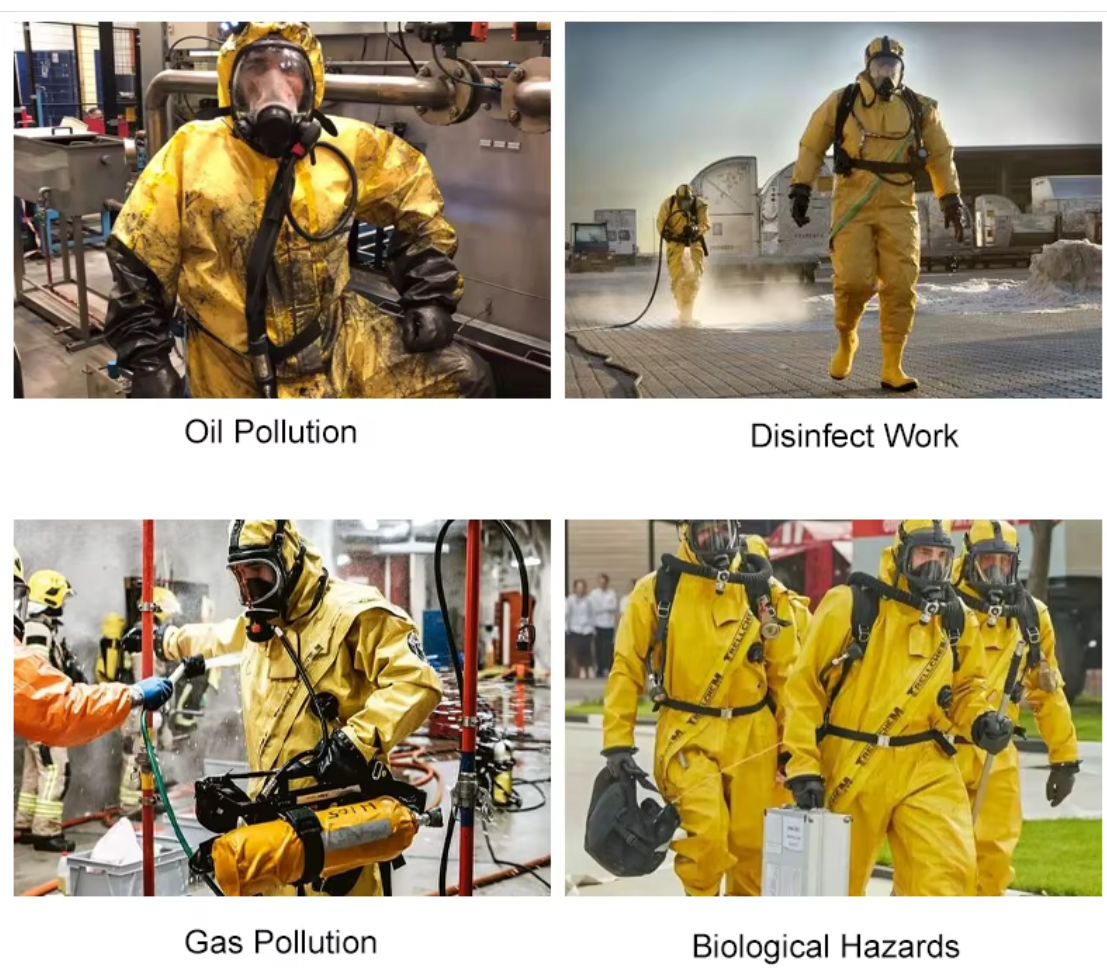 Disposable Chemical Resistant Industrial Coverall Yellow Chemical Protective Coverall PPE Hazmat Chemical Suit