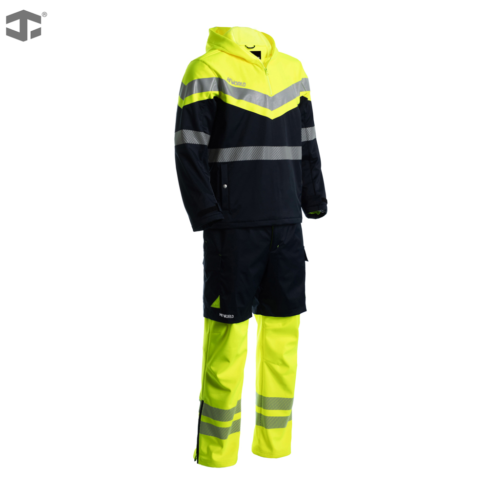 JIADE Men's Plus Size Fluorescent Polyester Free Movement High Visibility Thermal Breathable Windproof Waterproof Hooded Jacket