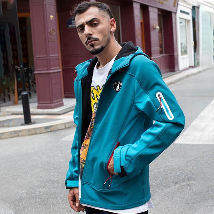 YIMENG Wholesale Custom Men's Autumn Warm Outdoor Woven Sporty Windproof Fleece Zipper Parka Hooded Jacket Coat