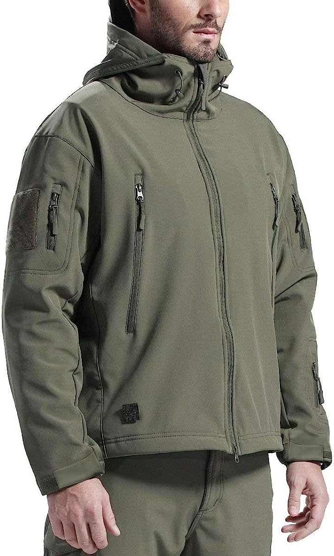 Aidu Men's Outdoor Waterproof Soft Shell Hooded Tactical Jacket Waterproof Jacket Outdoor Jacket