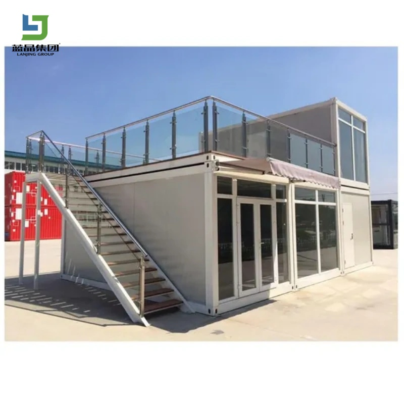 20FT Two-Story Modular Prefabricated House Mini Modular Homes Portable Modular Prefabricated Dormitory Living Office Folding Flat Pack Container House