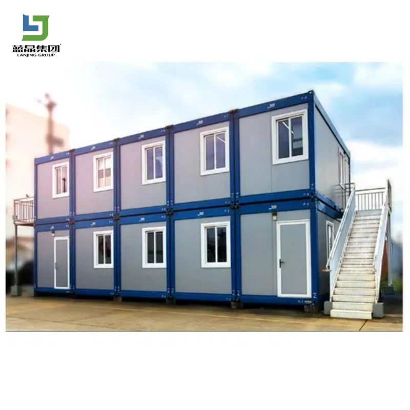 20FT Two-Story Modular Prefabricated House Mini Modular Homes Portable Modular Prefabricated Dormitory Living Office Folding Flat Pack Container House