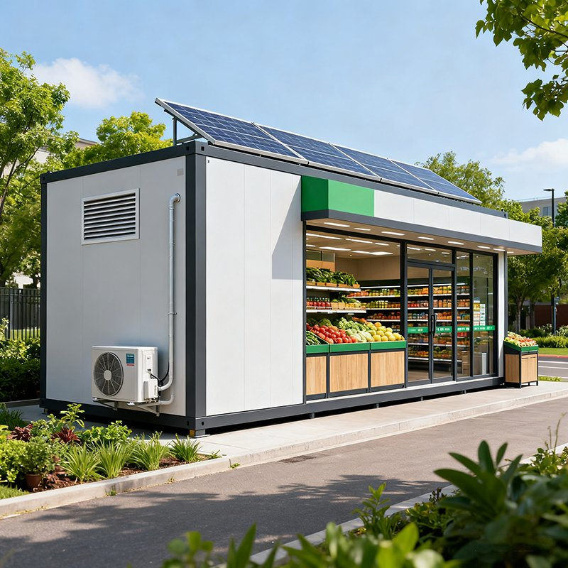 Modern Prefab Coffee Shop with Quick Setup and Teardown Features