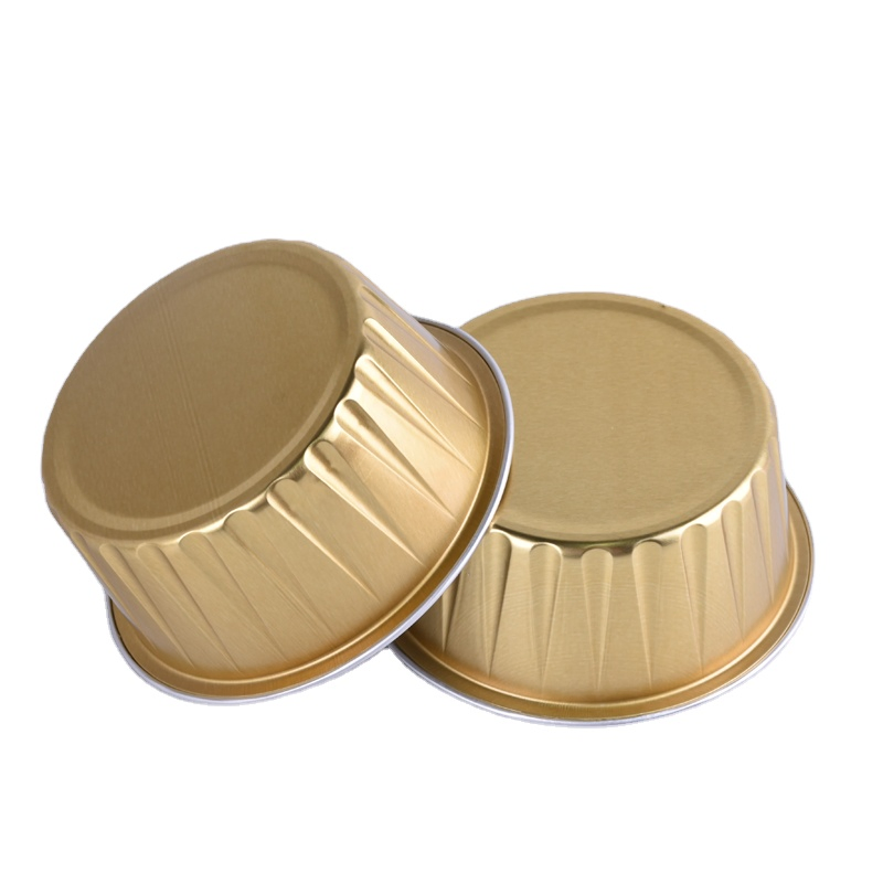 5oz Mini Aluminium Foil Baking Cups with Lids Creme Brulee Cupcake Liners Disposable Aluminum Dessert Packing Container