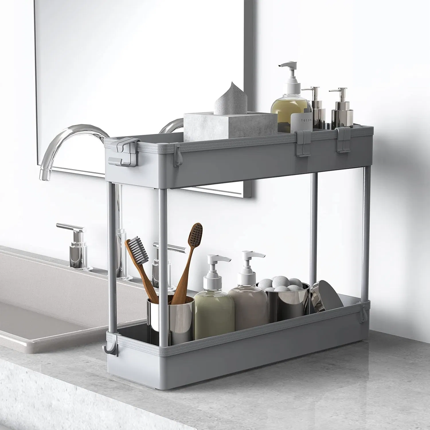 Slim Storage Cart Bathroom Organizer Rolling Utility Mobile Shelving Unit for Kitchen