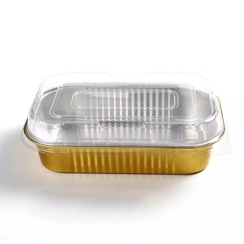 High Quality 1000ml Gold Aluminum Foil Pans Oven Safe Disposable Foil Container for Chesse Cake Factory