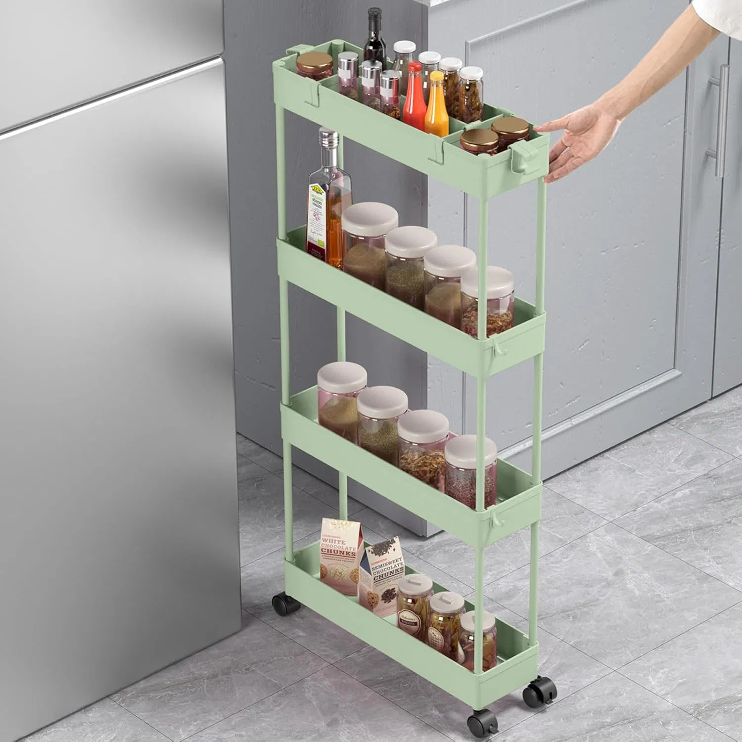 Slim Storage Cart Bathroom Organizer Rolling Utility Mobile Shelving Unit for Kitchen