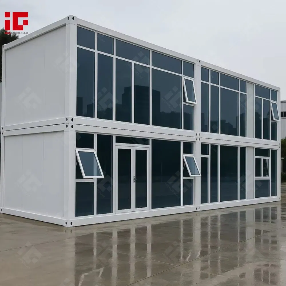 20FT Prefab Container House 2 Storey Modular Detachable Portable Accommodation Prefabricated Container House Hotel Apartment Dormitory Prefab Living House Camp