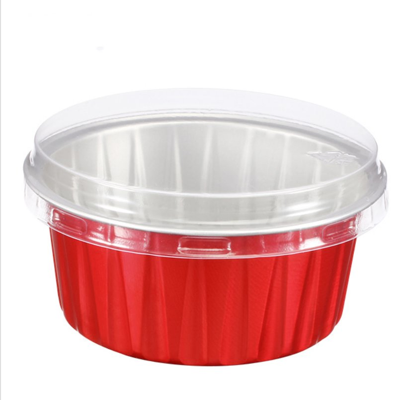 5oz Mini Aluminium Foil Baking Cups with Lids Creme Brulee Cupcake Liners Disposable Aluminum Dessert Packing Container