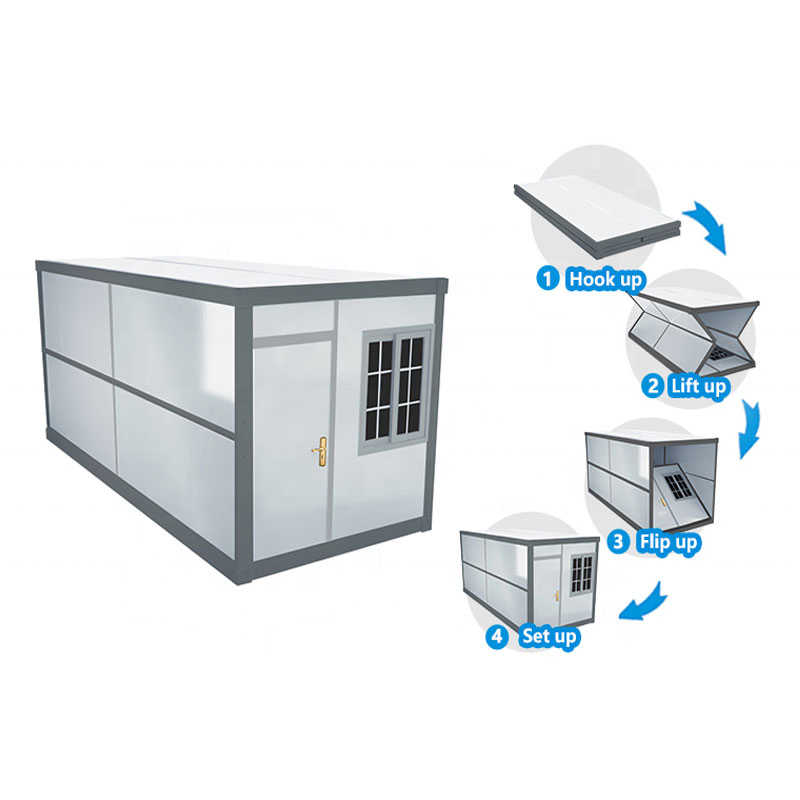 Portable 20FT &amp; 40FT Prefab Modular Homes Ready-Made Sandwich Panel Foldable Folding Container House for Emergency Shelter