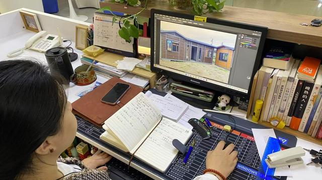 Completed modular container houses staged for export and shipping