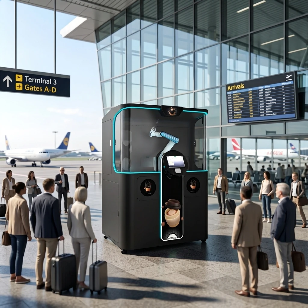 2026 Robot Coffee Machine Fully Automated Fresh Ground Robot Vending Machine  in Airport or Shopping Mall
