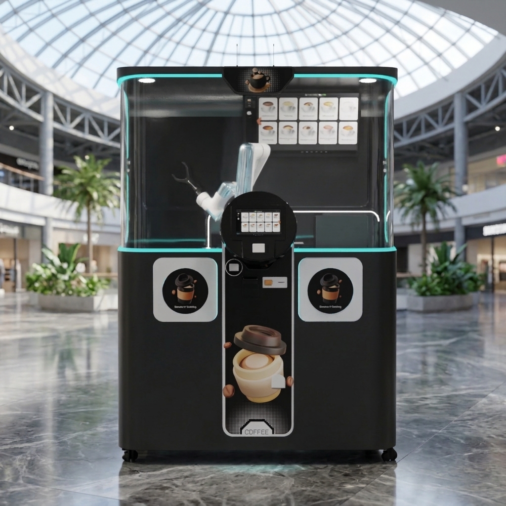24H Supply Robotic Arm Coffee Barista Latte Print Automatic Coffee Vending Machine Multiple Cups