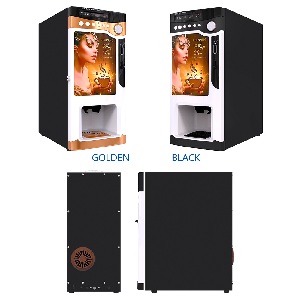 Commercial Fully Automatic Instant Coffee Vending Machine 3 Hot Flavors 6.5oz Cup Dispenser Coin Operated
