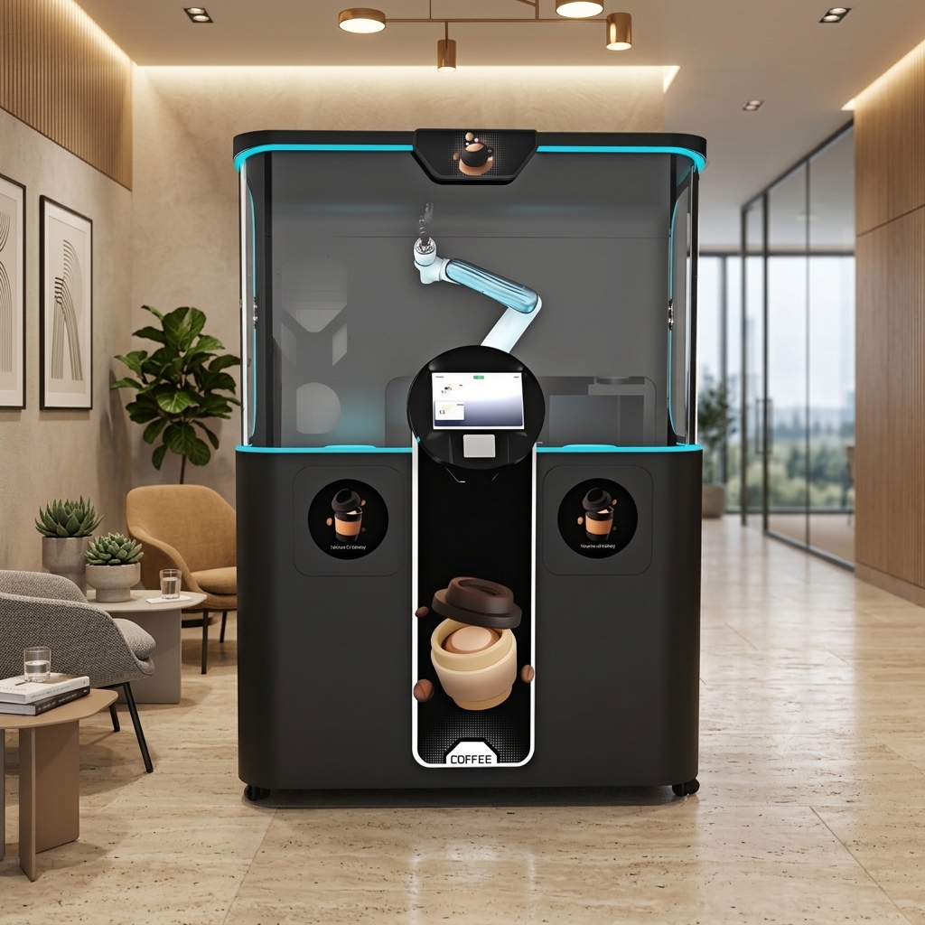 24H Supply Robotic Arm Coffee Barista Latte Print Automatic Coffee Vending Machine Multiple Cups