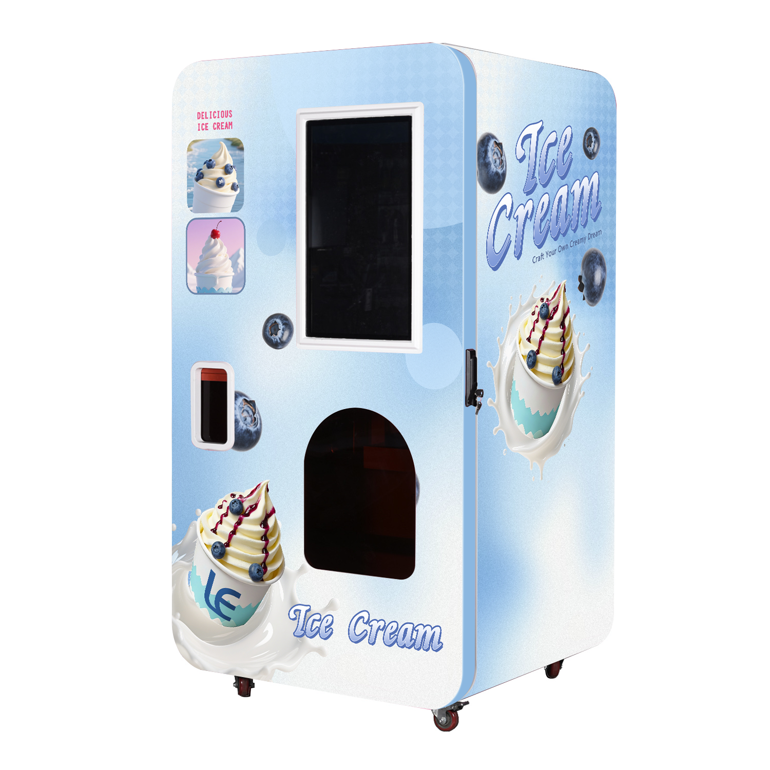 Smart 24-Hour Gelato & Ice Cream Machine  6 Toppings and Auto Cup Dispenser With Spoon