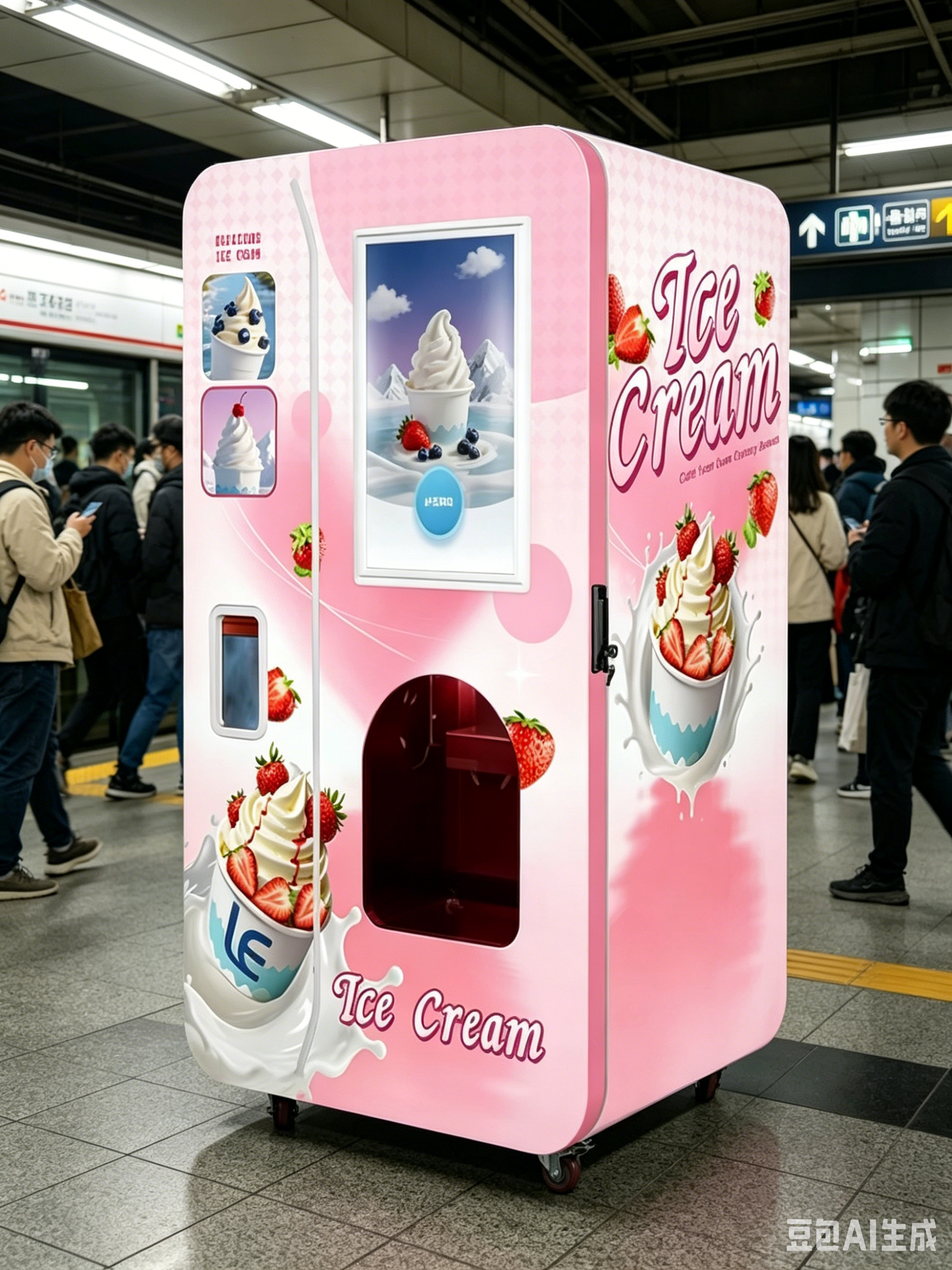 2026 Promotional Unmanned Smart Ice Cream Vending Equipment Auto Soft Serve Ice Cream Vending Machine
