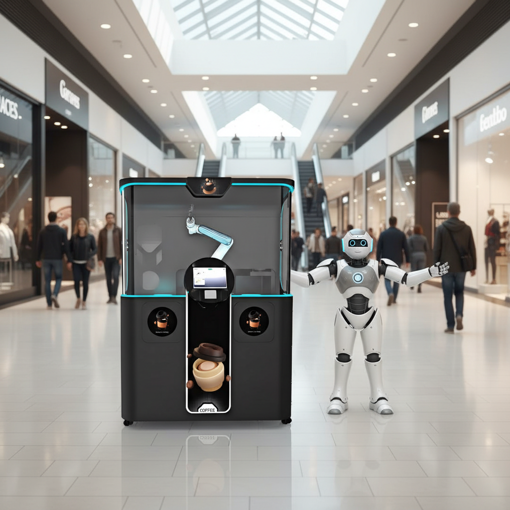 LE920A with MDB Protocol  Robot Barista Commercial Bean-to-Cup Coffee Vending Machine with   Fresh Milk Frothing