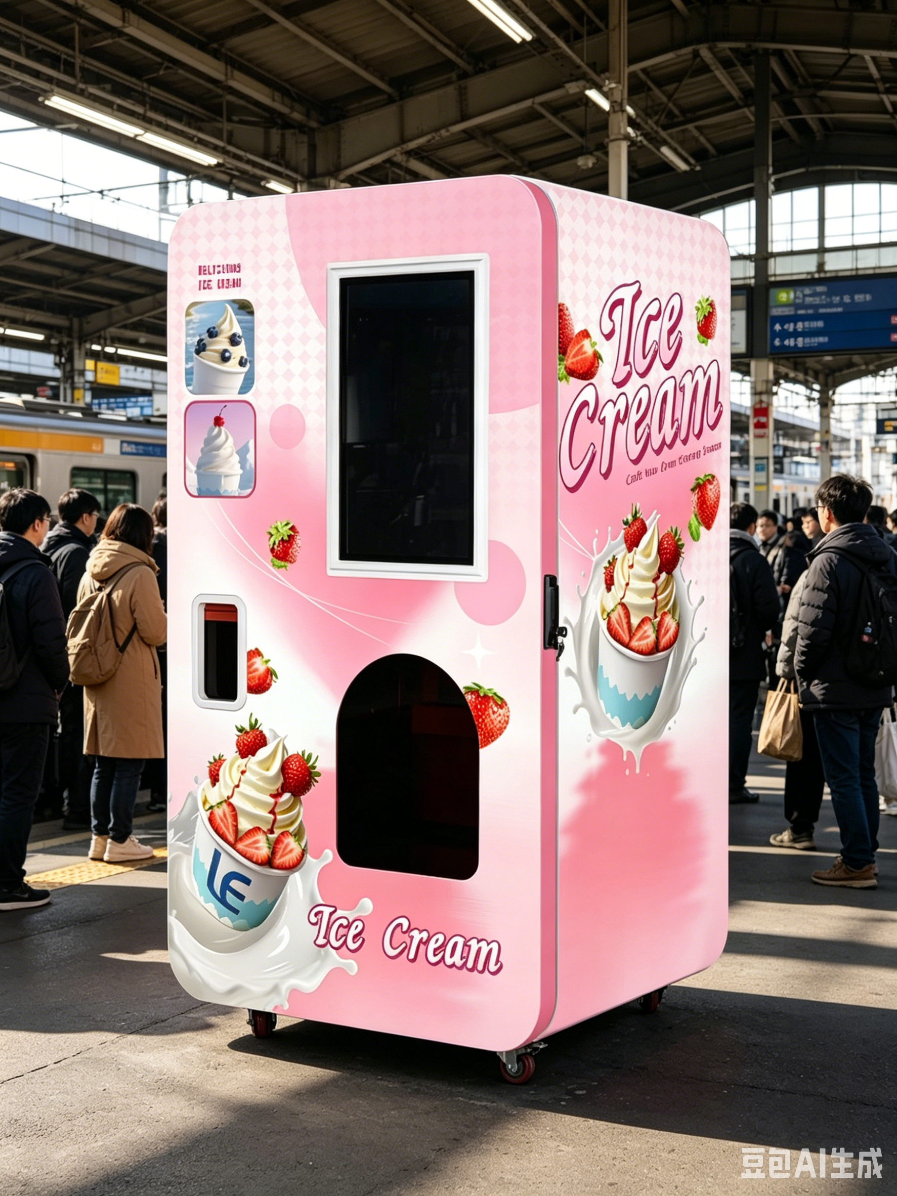 Turnkey Ice Cream Vending Kiosk  24-Hour Profit Model with 6 Premium Toppings