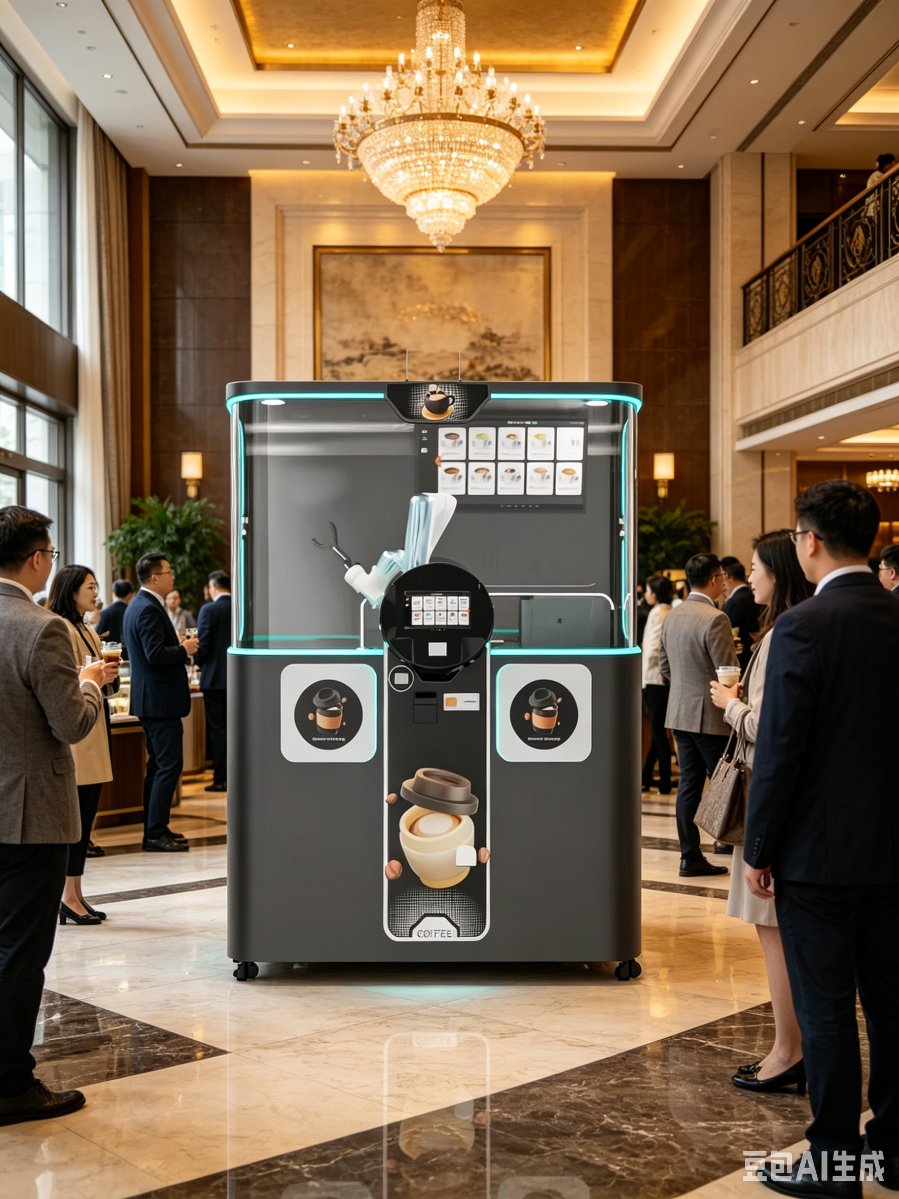 Robotic Arm Automatic Coffee Vending Machine Unmanned Self Service Coffee Maker for Hotel Cinema Campus Beach Amusement Park
