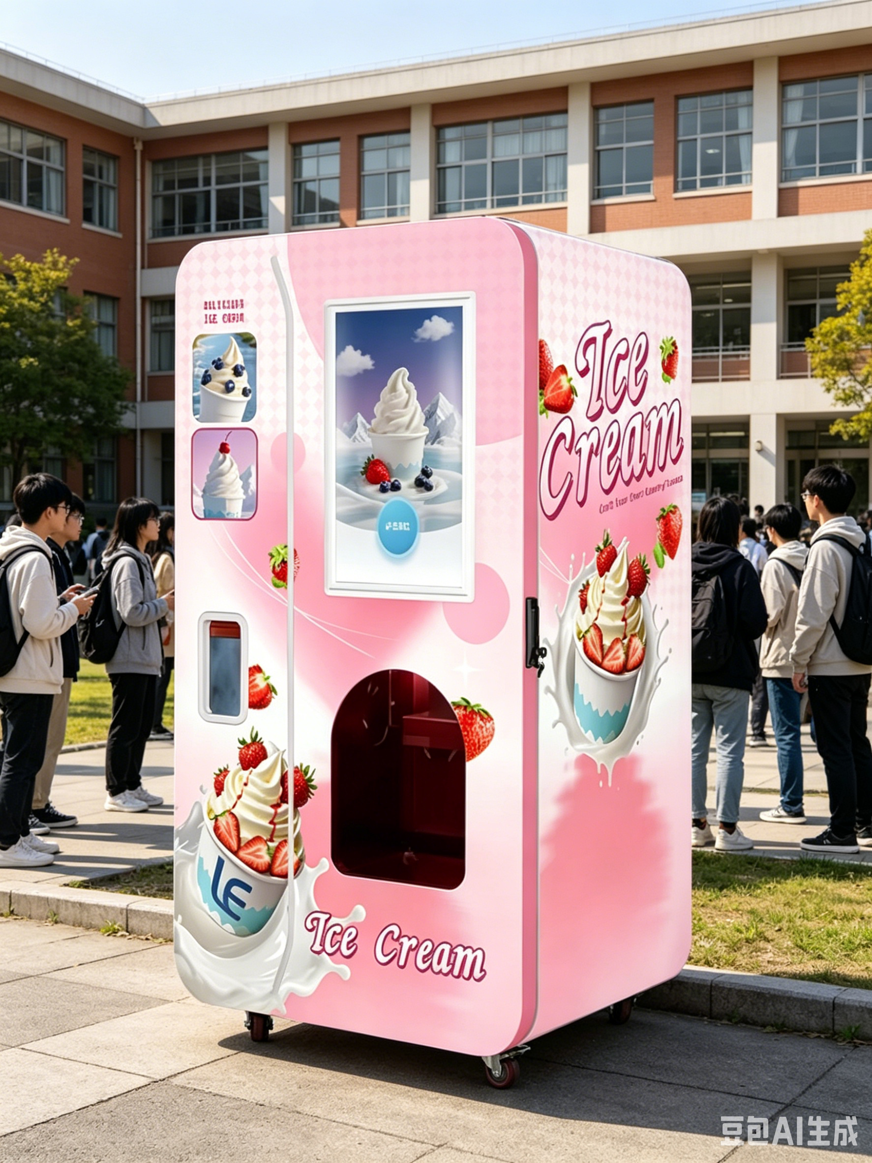 2026 Factory Fully Automatic Ice Cream Vending Machine Touch Screen Self Service Soft Ice Cream Maker with Multiple Payment