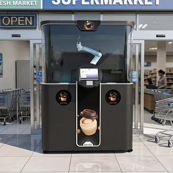 LE920A Robot Bean To Cup Commercial Bean-to-Cup Coffee Vending Machine Fresh Milk and DIY Photo Print
