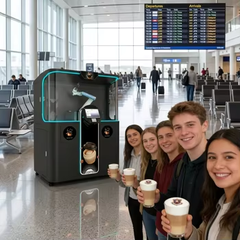 LE920A  Robot Barista Commercial Bean to Cup Coffee Vending Machine with Fresh Milk Frothing Support MDB Protocol