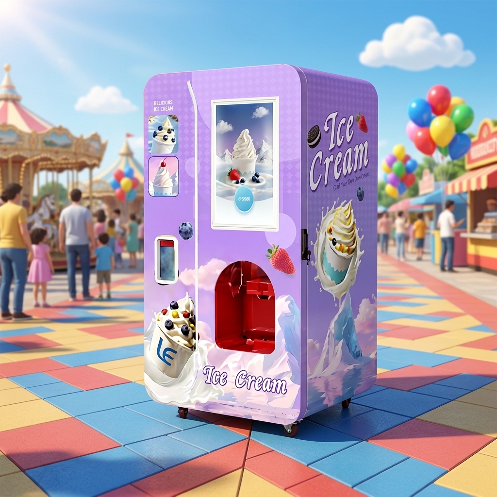 Automatic Soft Ice Cream Machine Multi-Flavor Ice Cream Powder Milk Night Model 18L Canisters With 6 Toppings