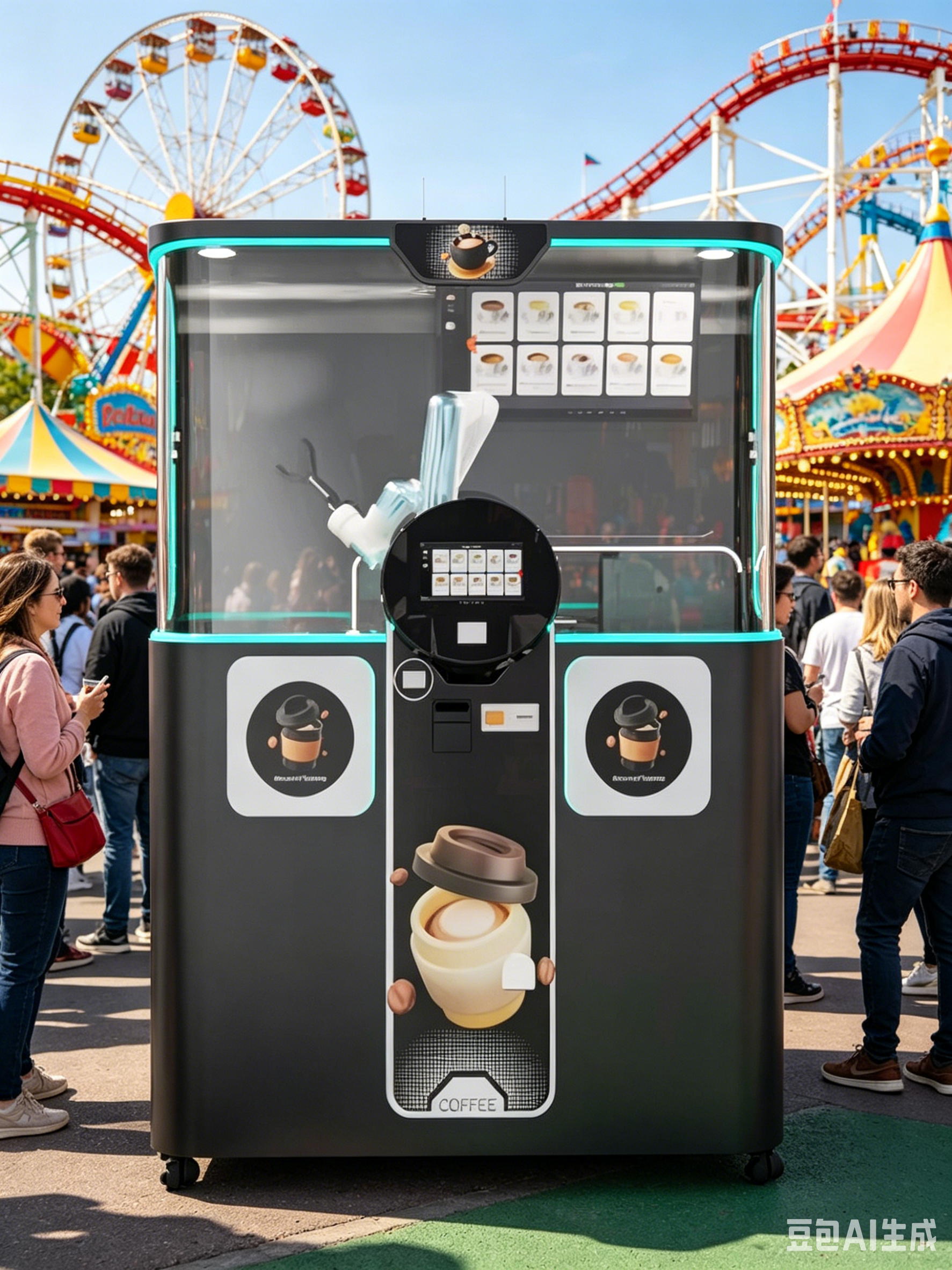 Robotic Arm Automatic Coffee Vending Machine Unmanned Self Service Coffee Maker for Hotel Cinema Campus Beach Amusement Park