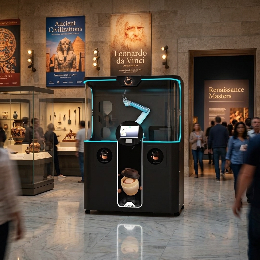 Self Supplying 24H Robotic Coffee Barista Latte Print Automatic Coffee Vending Machine Multiple Cups