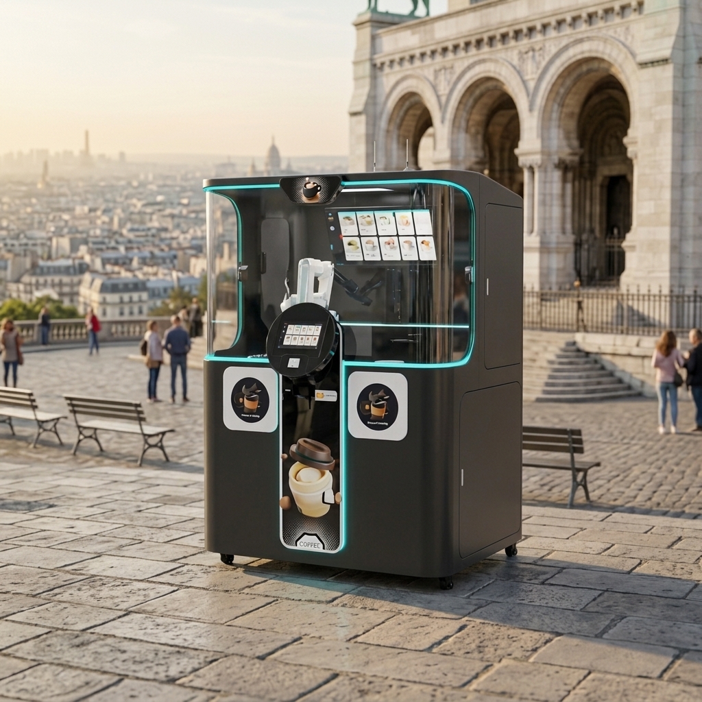 LE920A Robot Bean To Cup Commercial Bean-to-Cup Coffee Vending Machine Fresh Milk and DIY Photo Print