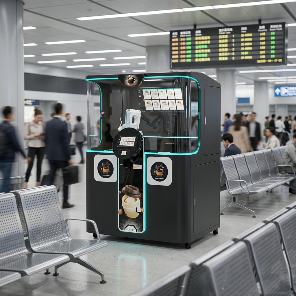 LE920A Robot Barista Commercial Bean-to-Cup Coffee Vending Machine With Fresh Milk And Ice Cube Photo Print
