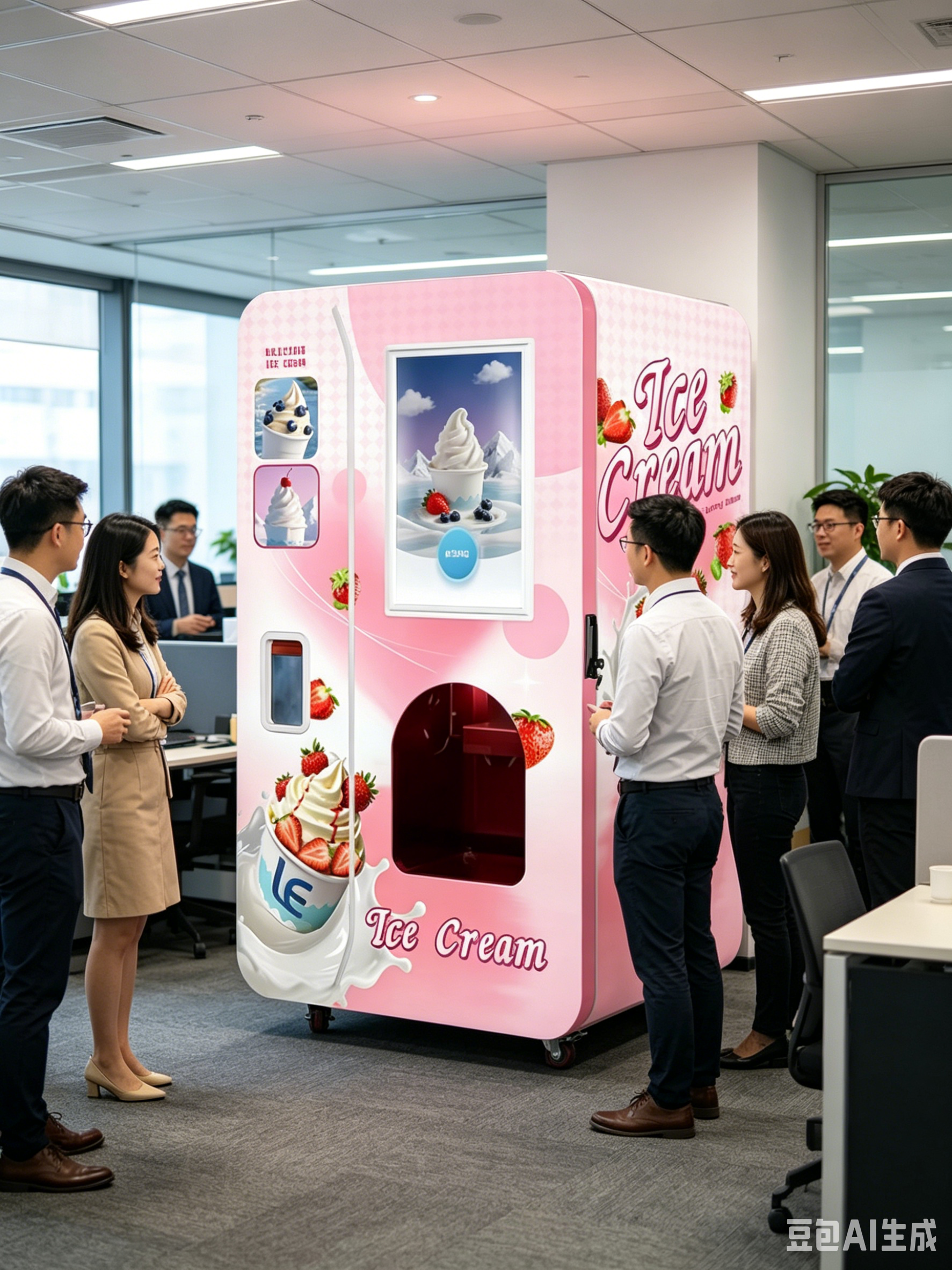 2026 Promotional Unmanned Smart Ice Cream Vending Equipment Auto Soft Serve Ice Cream Vending Machine