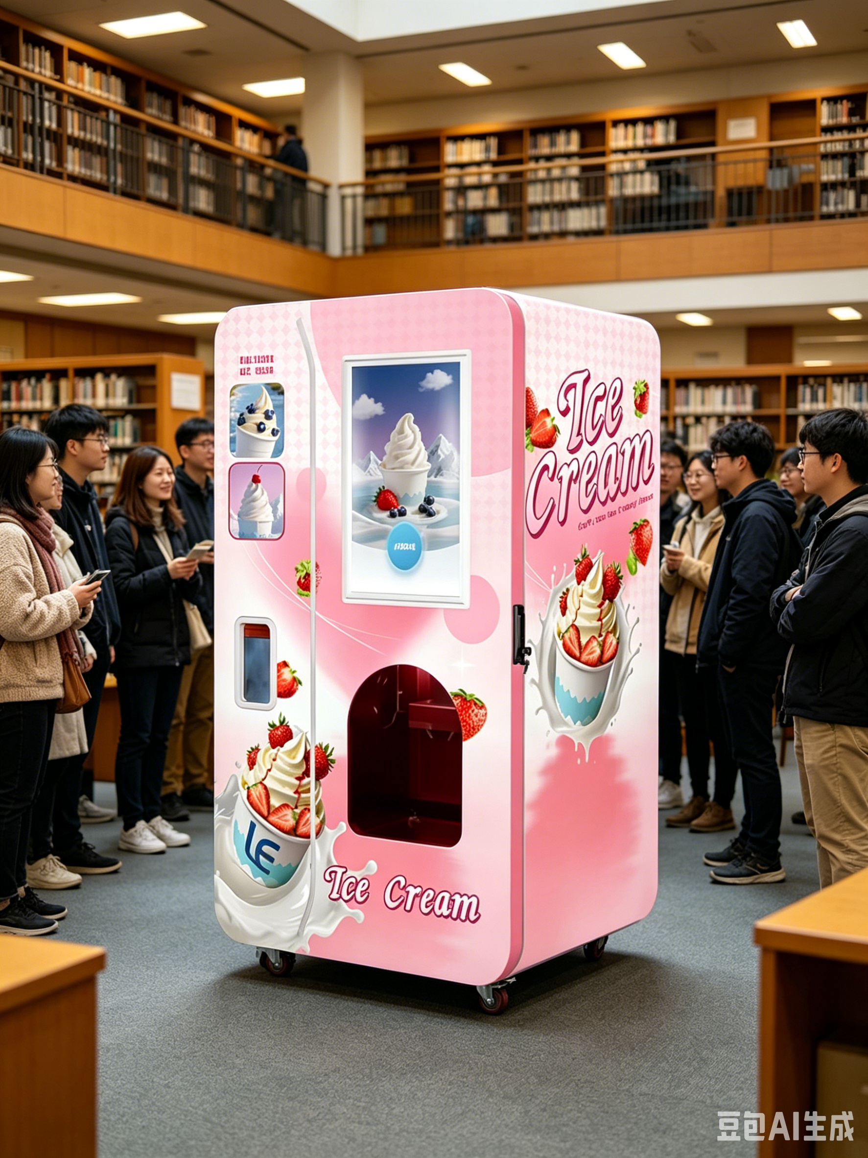 2026 Promotional Unmanned Smart Ice Cream Vending Equipment Auto Soft Serve Ice Cream Vending Machine