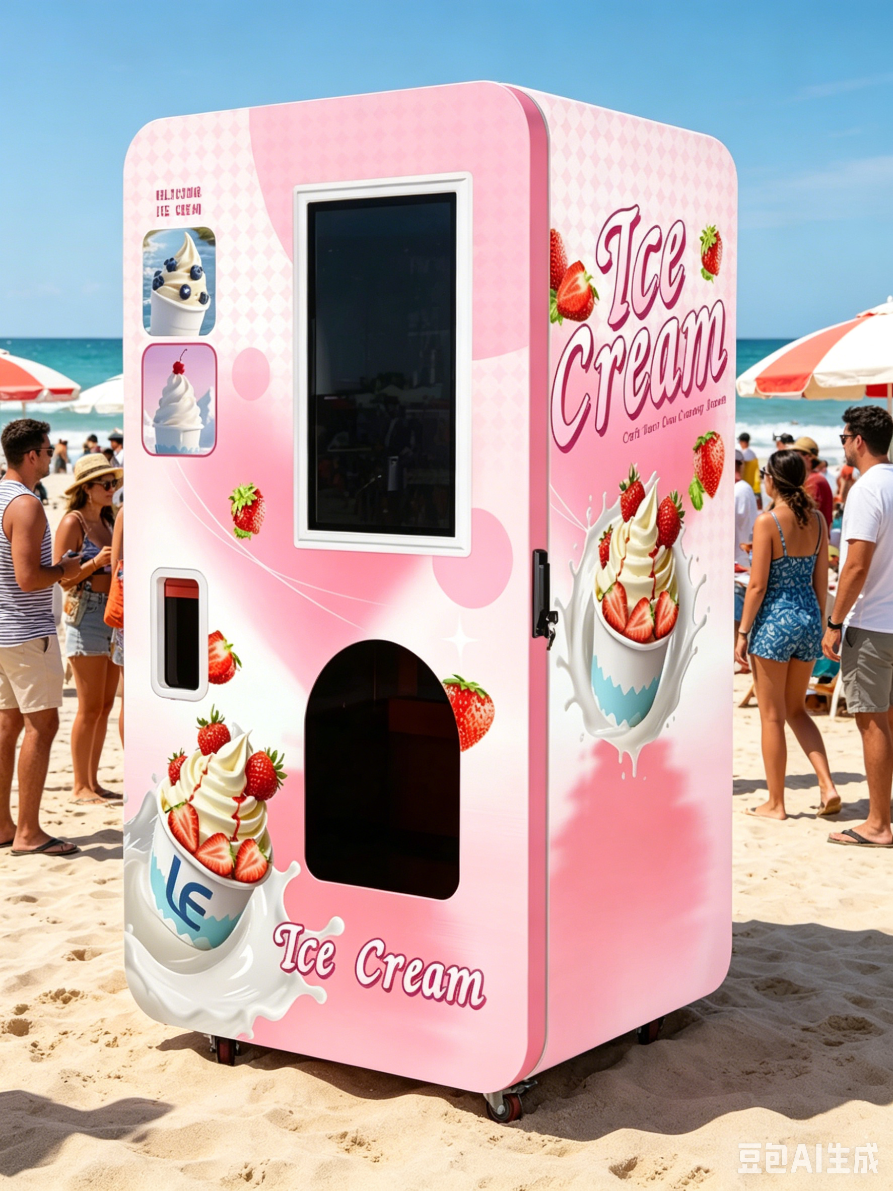 Turnkey Ice Cream Vending Kiosk  24-Hour Profit Model with 6 Premium Toppings