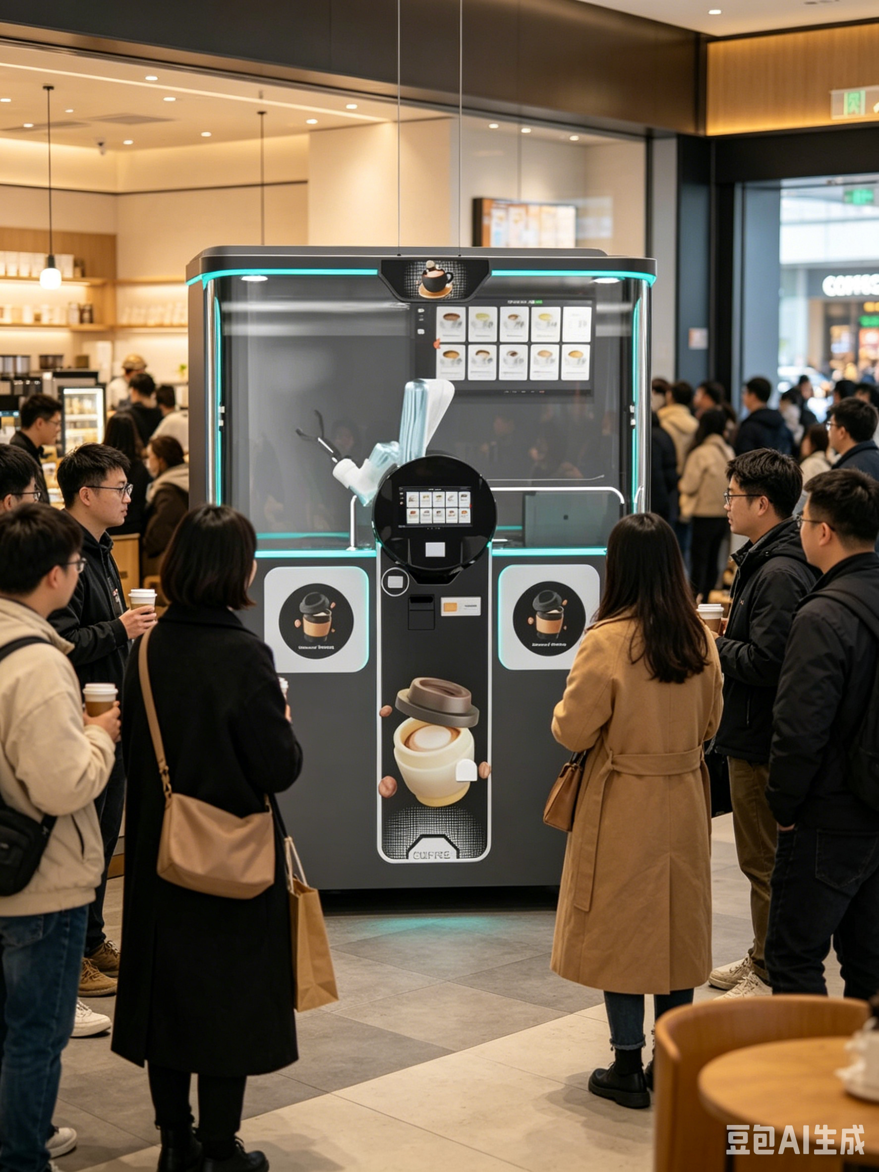 Robotic Arm Automatic Coffee Vending Machine Unmanned Self Service Coffee Maker for Hotel Cinema Campus Beach Amusement Park