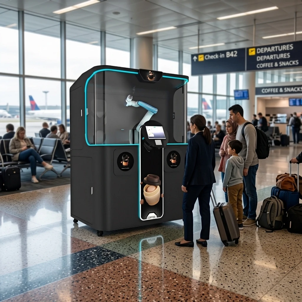 AI Intelligent Robot Vending Machine With Robot Arm for Fresh Ground Cafe  for Different Situations