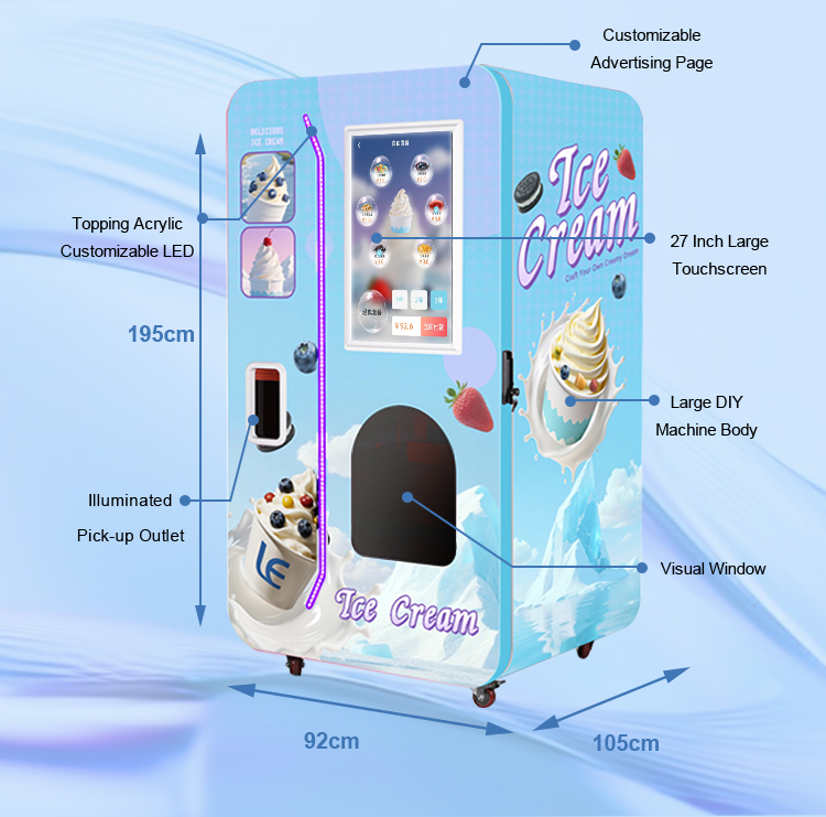 Easy Using Multiple Flavor Ice Cream Vending Best Taste Machine Fully Automatic 24H
