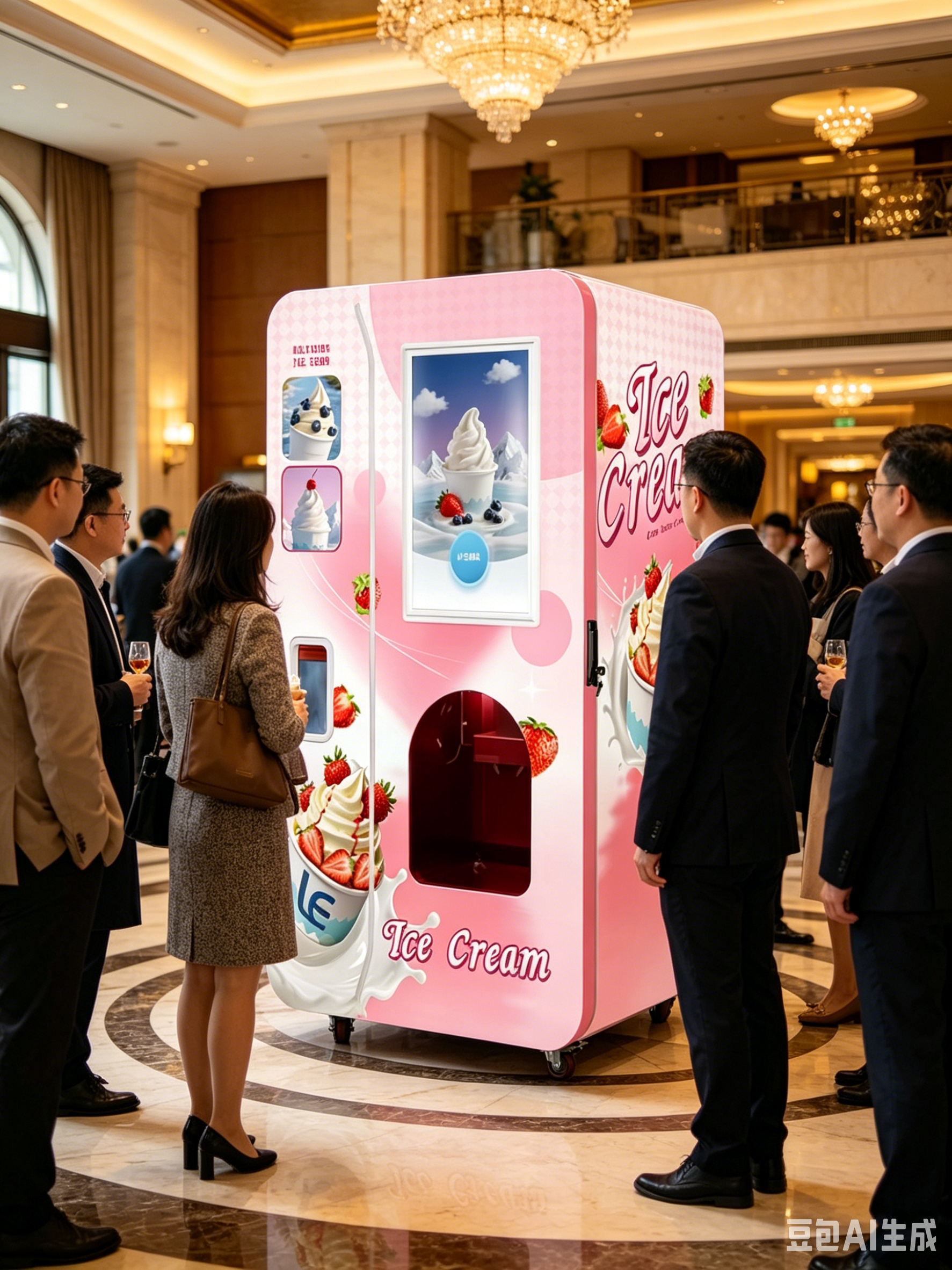 2026 Factory Fully Automatic Ice Cream Vending Machine Touch Screen Self Service Soft Ice Cream Maker with Multiple Payment