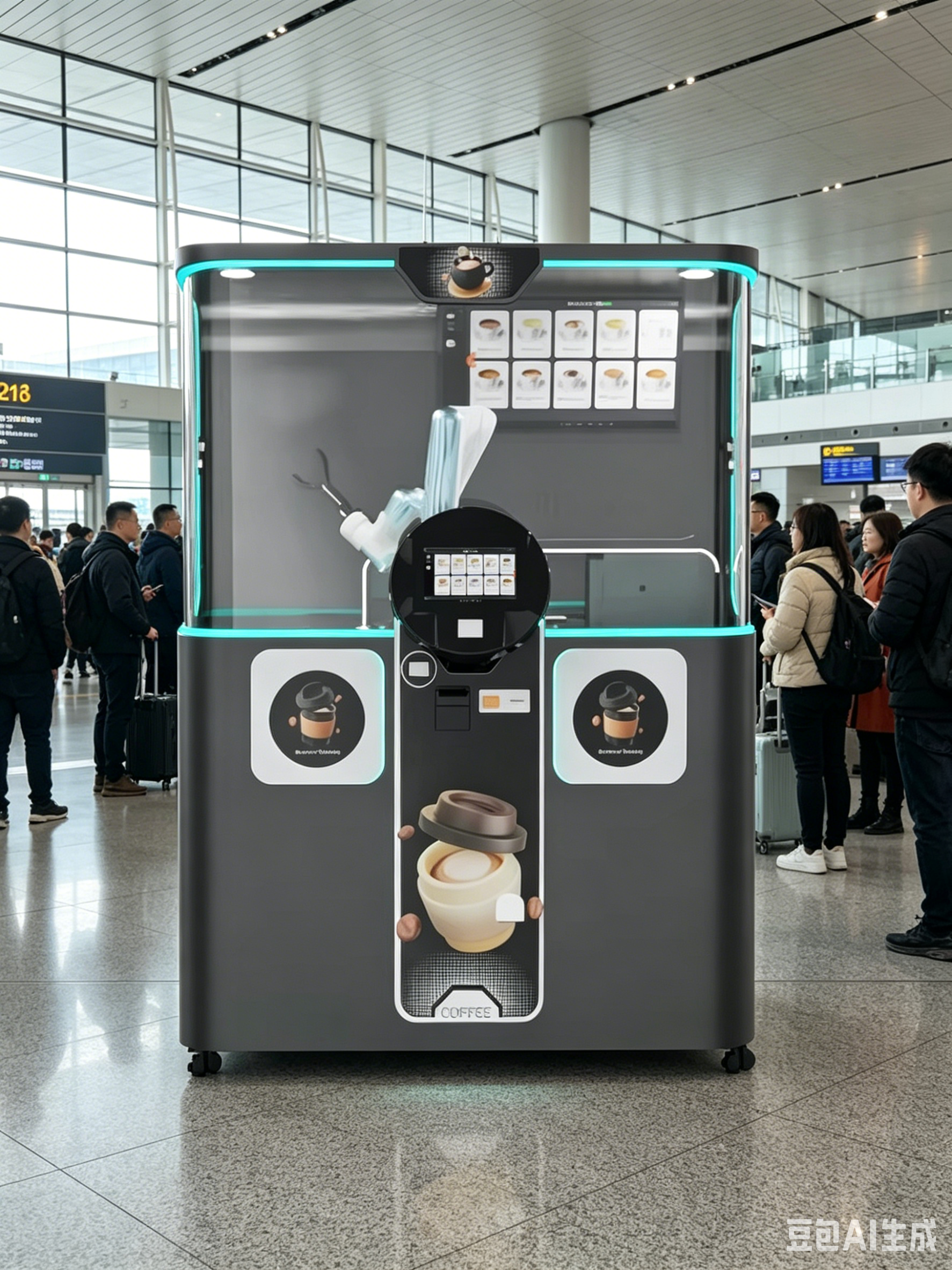 Commercial Robotic Arm Coffee Vending Equipment Full Auto Unattended Coffee Machine for Gas Station Unmanned Retail Store Office