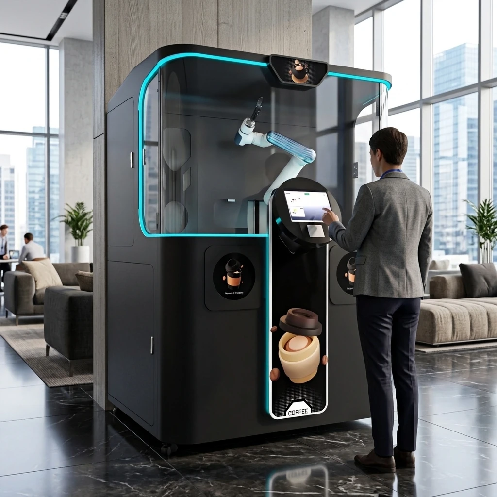 Cloud - Base Remote Management Robot Coffee Vending Machine with Multiple Languages