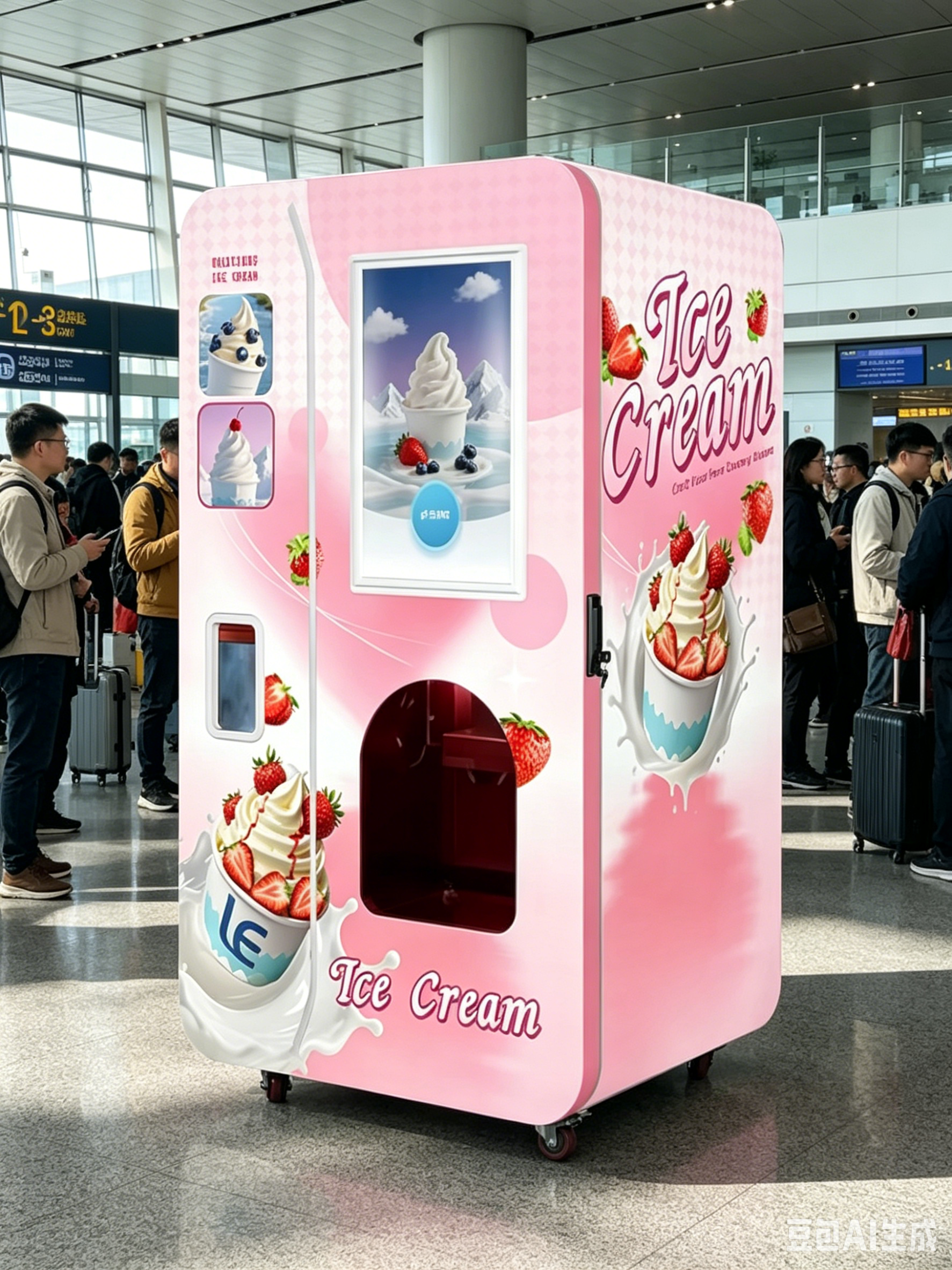 2026 Promotional Unmanned Smart Ice Cream Vending Equipment Auto Soft Serve Ice Cream Vending Machine