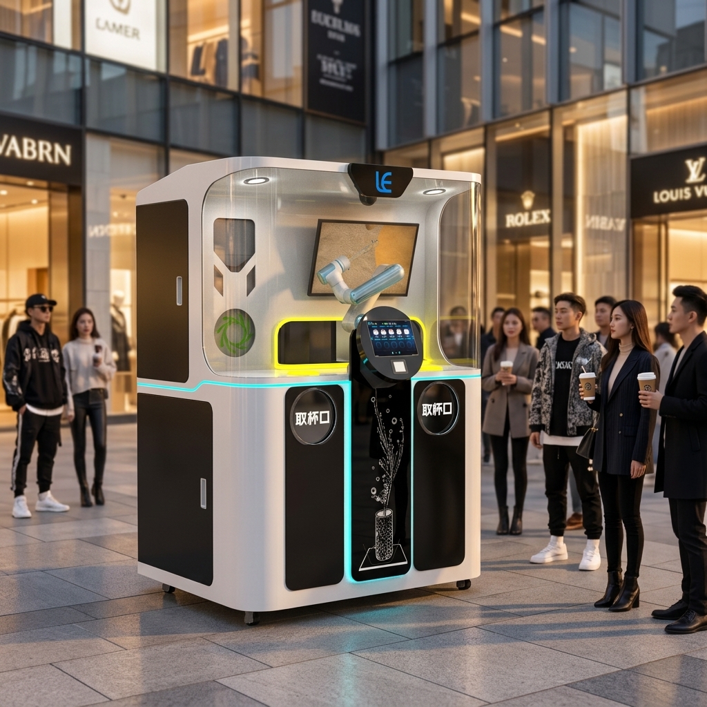 AI Intelligent Robot Barista Commercial Coffee Vending Machine Smart Espresso Maker SDK Touchscreen Cloud-Based Management