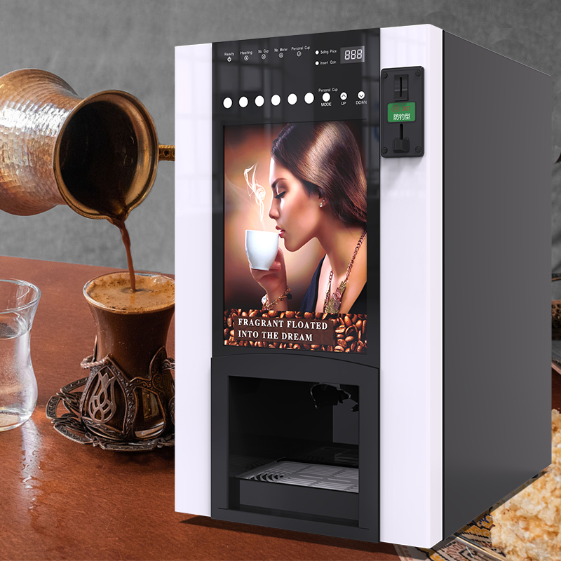 4 Flavors Instant Coffee Vending Machine for Office Use 20-150 Capacity up to 80C Heating 1 Year Warranty