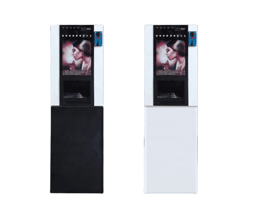 LE302B Turkish Espresso Coffee Tea Auto Vending Machine Stainless Steel Coin Operated 6 Beverage Selections 100 Capacity Remote