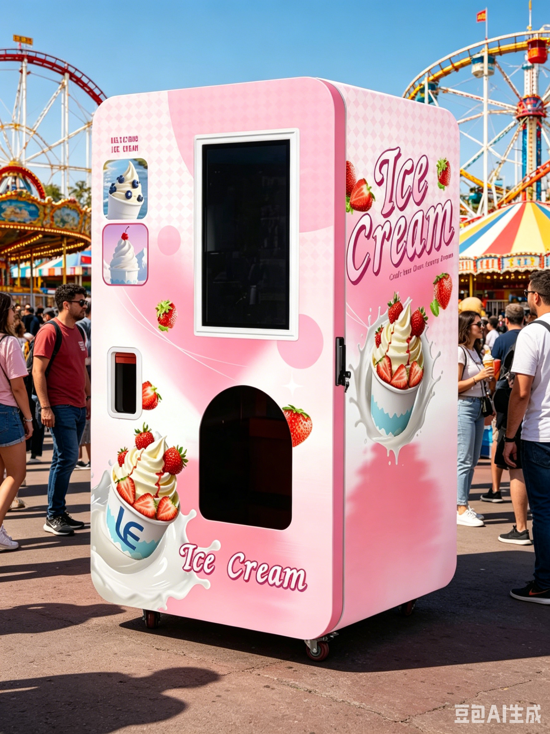 Turnkey Air-Cooled Soft Serve Vendor  24/7 Operation 1 Flavor  3 Dry & 3 Liquid Toppings